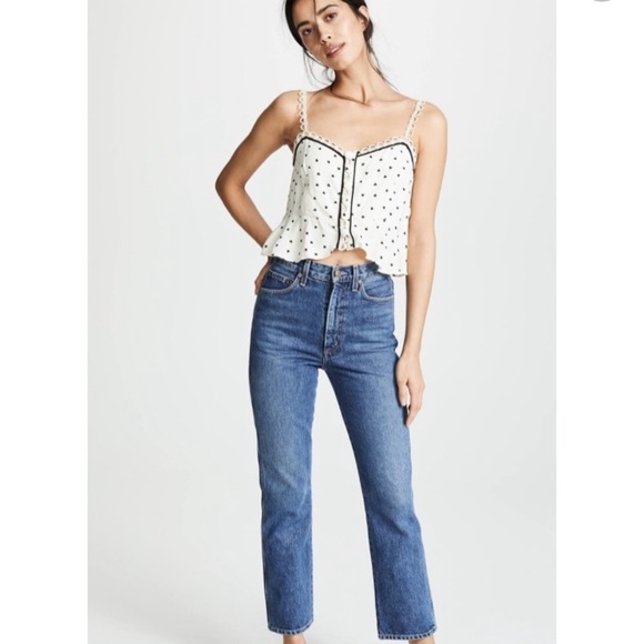 Free People Cream Tank with Hearts Valentines Day - Picture 2 of 4